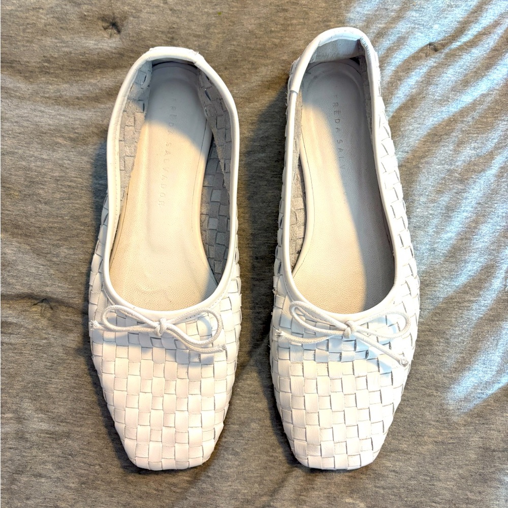 Freda Salvador White Woven Jada Ballet Flat